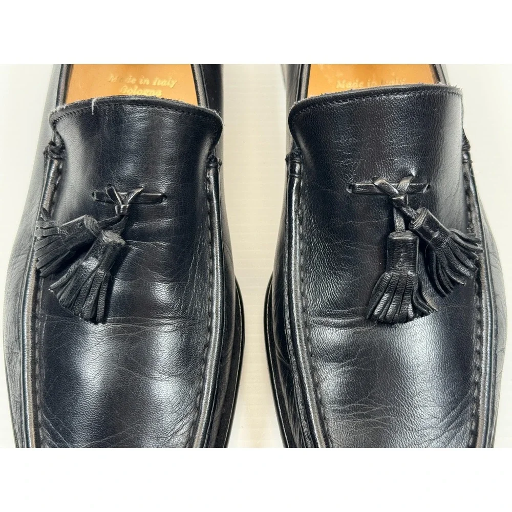 Bruno Magli Tomas Tassel Loafer Mens 8.5 EUC Black Leather Slip-On Italy Comfort
